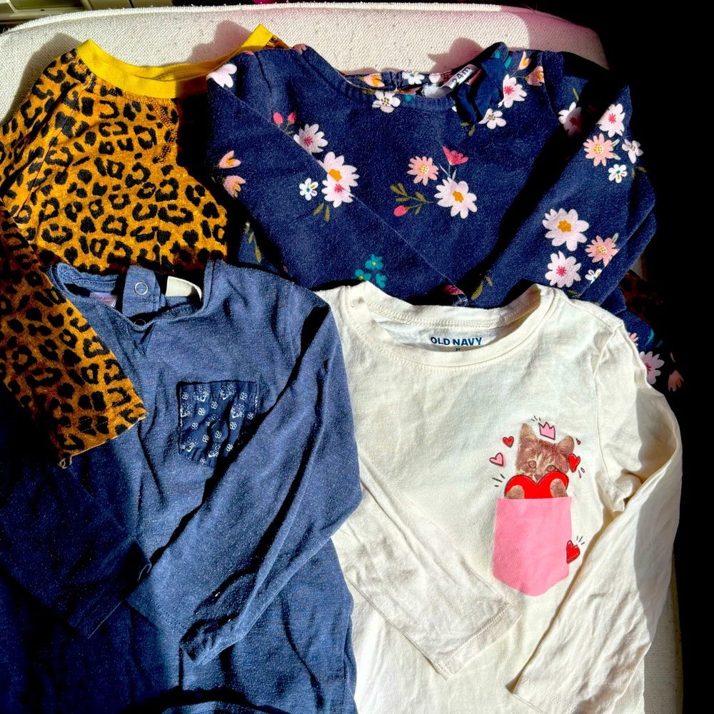 2T/24 mo Lot of 4 Long Sleeve shirts; Zara, Old Navy, Oshkosh, Lily & Dan